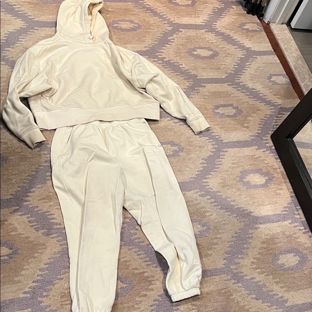Calia Women's everyday cinched waist jogger and Cream Hoodie Set - Picture 2 of 7